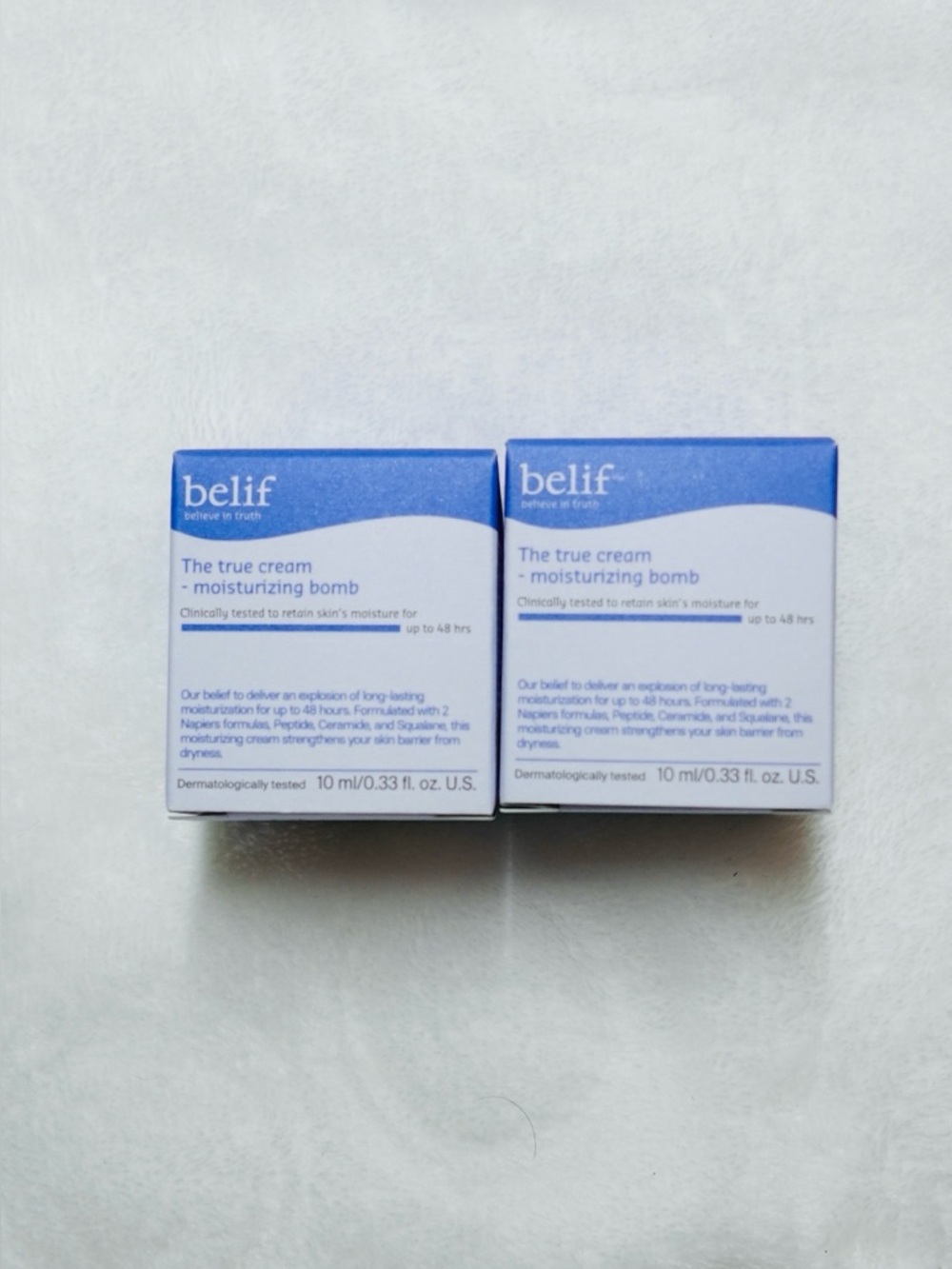 Belif The True Cream Aqua Bomb Moisturizer- Set of 2 Mini Travel Size - New